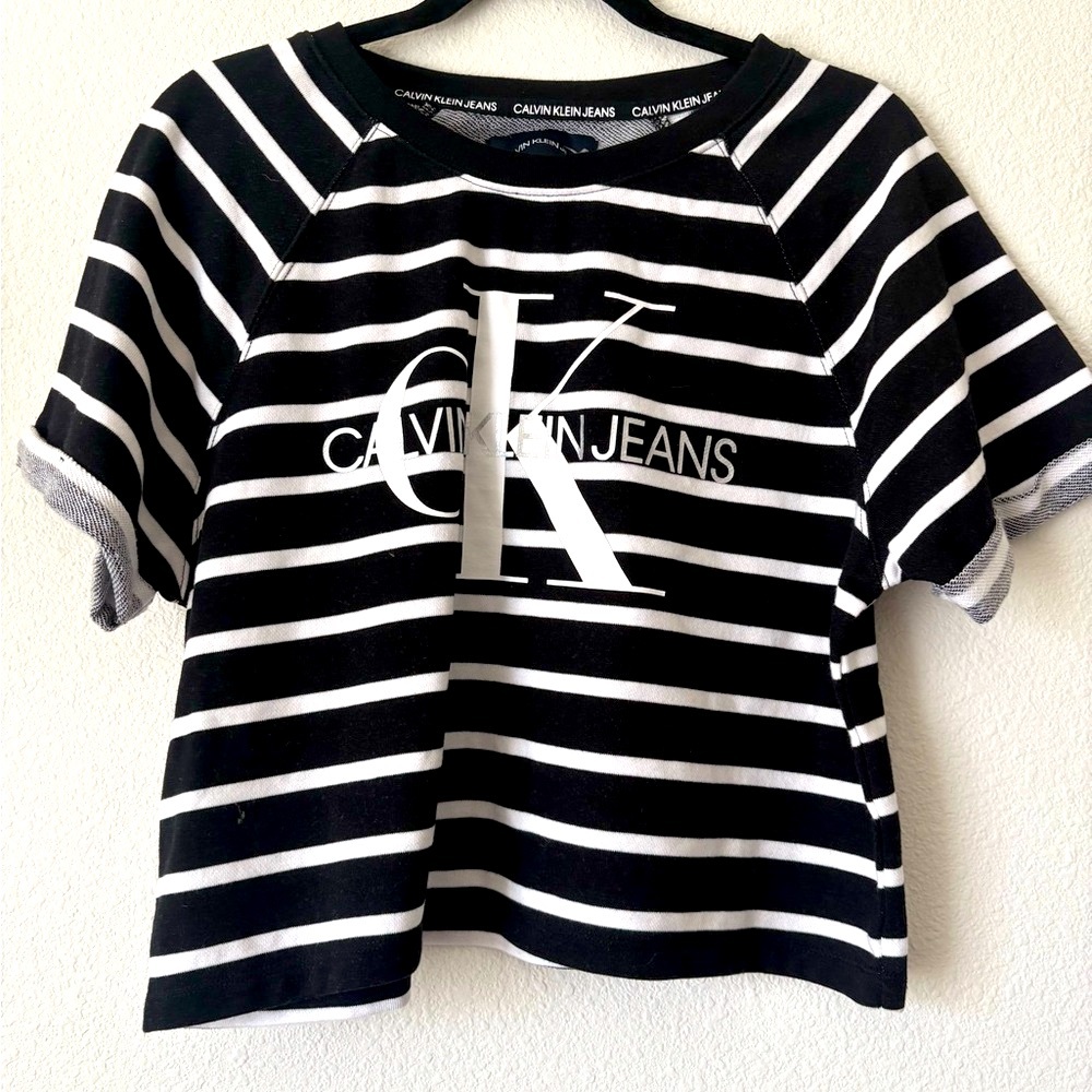 Calvin Klein Black and White Nautical Stripe Tee